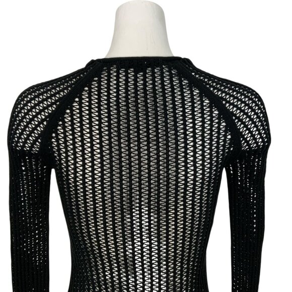 Alexander Wang Crochet Sweater S Black Long Sleeve Crewneck Pullover Gothic - Picture 8 of 12